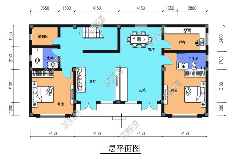 【超低价图纸】兄弟双拼两层乡村自建房大户型图纸设计 - 户型详情