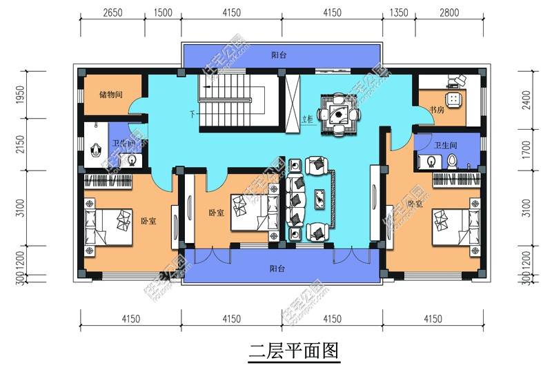 【超低价图纸】兄弟双拼两层乡村自建房大户型图纸设计 - 户型详情